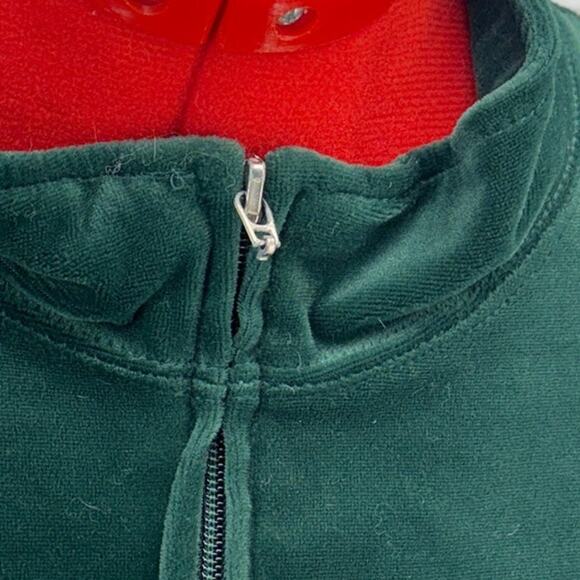 Blair Vintage Green Velour Floral Embroidered Zip Up Cardigan Jacket Women 2XL - Picture 6 of 9